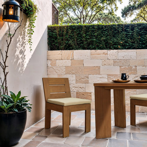 Mirella Water Resistant Fabric Upholstered Outdoor Patio Dining Side Chair in Tan