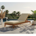 Mirella Water Resistant Fabric Upholstered Outdoor Patio Chaise Lounge in Tan