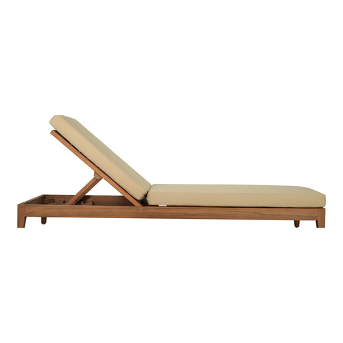 Mirella Water Resistant Fabric Upholstered Outdoor Patio Chaise Lounge in Tan