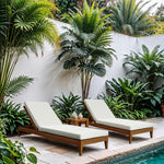 Mirella Water Resistant Fabric Upholstered Outdoor Patio Chaise Lounge in Off-White