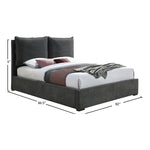 Misha Fabric Upholstered King Bed (3 Boxes) in Black