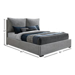 Misha Fabric Upholstered King Bed (3 Boxes) in Grey