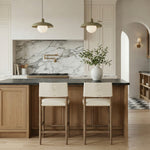 Andie Vegan Leather Upholstered Counter Stool in Cream