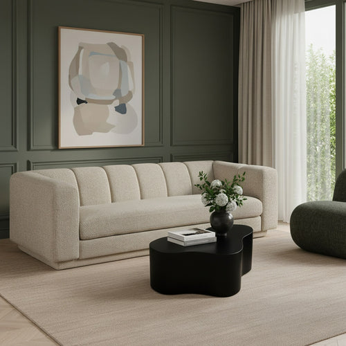 Modari 95" Fabric Upholstered Sofa in Beige