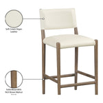 Andie Vegan Leather Upholstered Counter Stool in Cream