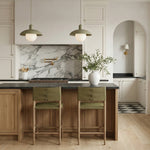 Andie Vegan Leather Upholstered Counter Stool in Olive