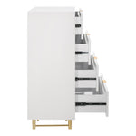 Modernist Wood Veneer And Stainless Steel Base Chest in White