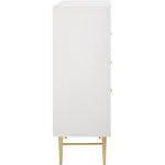 Modernist Wood Veneer And Stainless Steel Base Chest in White