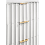 Modernist Wood Veneer And Stainless Steel Base Chest in White