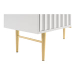 Modernist Wood Veneer And Stainless Steel Base Chest in White