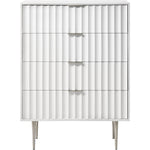 Modernist Wood Veneer And Stainless Steel Base Chest in White