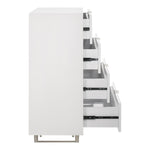 Modernist Wood Veneer And Stainless Steel Base Chest in White