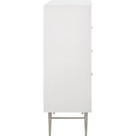 Modernist Wood Veneer And Stainless Steel Base Chest in White