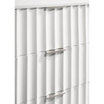 Modernist Wood Veneer And Stainless Steel Base Chest in White