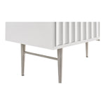 Modernist Wood Veneer And Stainless Steel Base Chest in White