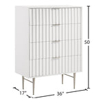 Modernist Wood Veneer And Stainless Steel Base Chest in White