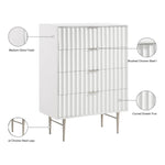 Modernist Wood Veneer And Stainless Steel Base Chest in White