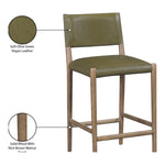 Andie Vegan Leather Upholstered Counter Stool in Olive