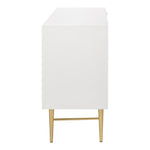 Modernist Wood Veneer And Stainless Steel Base Dresser in White