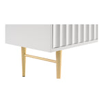 Modernist Wood Veneer And Stainless Steel Base Dresser in White