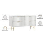 Modernist Wood Veneer And Stainless Steel Base Dresser in White