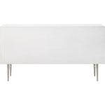 Modernist Wood Veneer And Stainless Steel Base Dresser in White