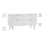 Modernist Wood Veneer And Stainless Steel Base Dresser in White