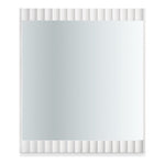 Modernist Wood Veneer And Stainless Steel Base Mirror in White