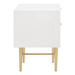 Modernist Wood Veneer And Stainless Steel Base Nightstand in White