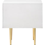 Modernist Wood Veneer And Stainless Steel Base Nightstand in White