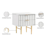 Modernist Wood Veneer And Stainless Steel Base Nightstand in White