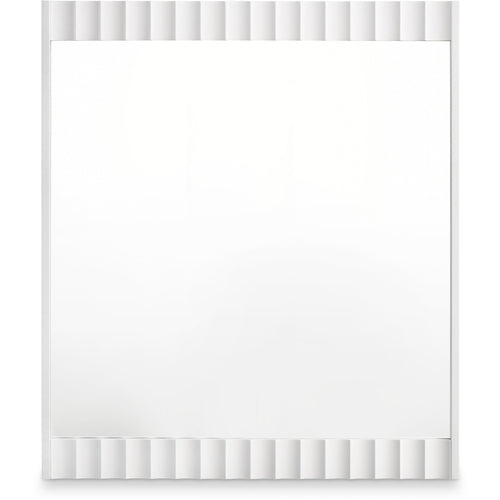 Modernist Wood Veneer Frame Mirror in White