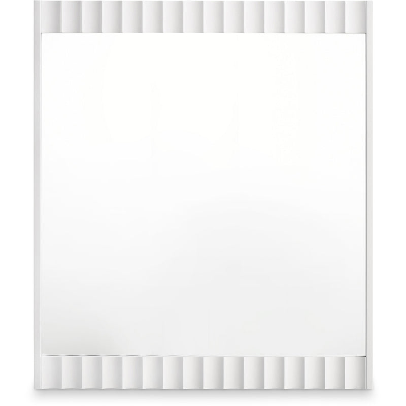 Modernist Wood Veneer Frame Mirror in White