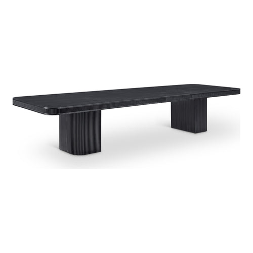Mohari 112" / 136" / 160" Solid Wood And Oak Veneer Dining Table (3 Boxes) in Black