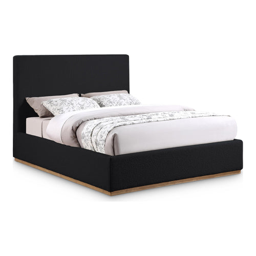 Monaco Boucle Fabric Upholstered King Bed in Black