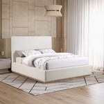 Monaco Boucle Fabric Upholstered King Bed in Cream