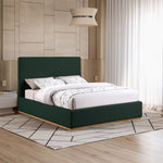 Monaco Boucle Fabric Upholstered King Bed in Green
