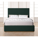 Monaco Boucle Fabric Upholstered King Bed in Green