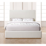 Monaco Boucle Fabric Upholstered Queen Bed in Cream
