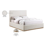 Monaco Boucle Fabric Upholstered Queen Bed in Cream