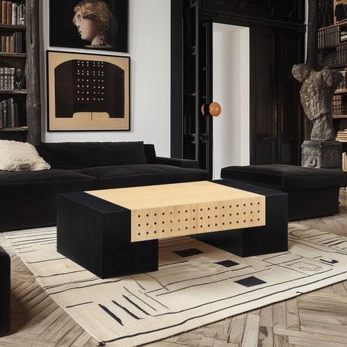 Mondrian Ash Veneer Coffee Table in Black