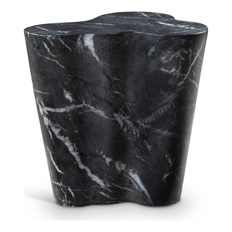 Monza Marble Finish Concrete Indoor / Outdoor End / Side Table in Black