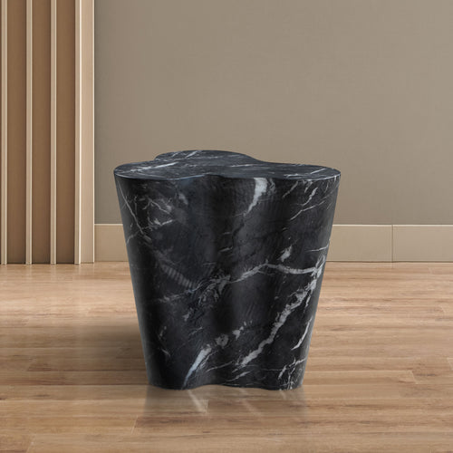 Monza Marble Finish Concrete Indoor / Outdoor End / Side Table in Black