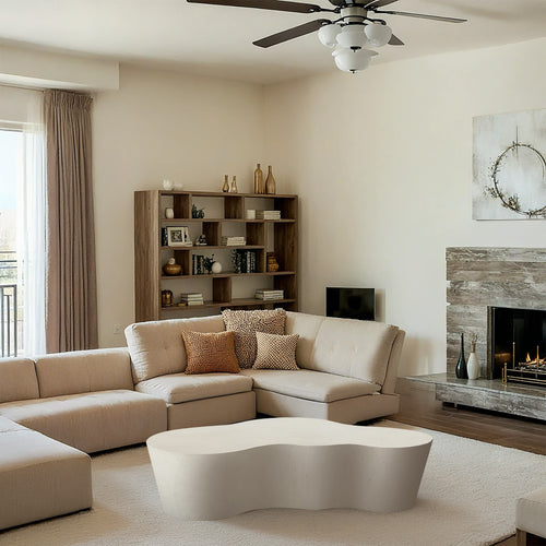 Monza Concrete And Fiberglass Indoor / Outdoor Coffee Table in Cream