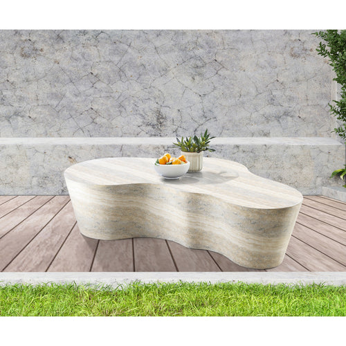 Monza Travertine Finish Concrete Indoor / Outdoor Coffee Table in Natural