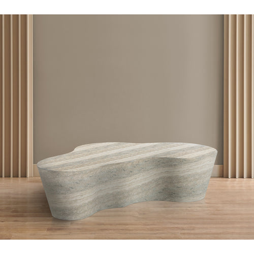 Monza Travertine Finish Concrete Indoor / Outdoor Coffee Table in Natural
