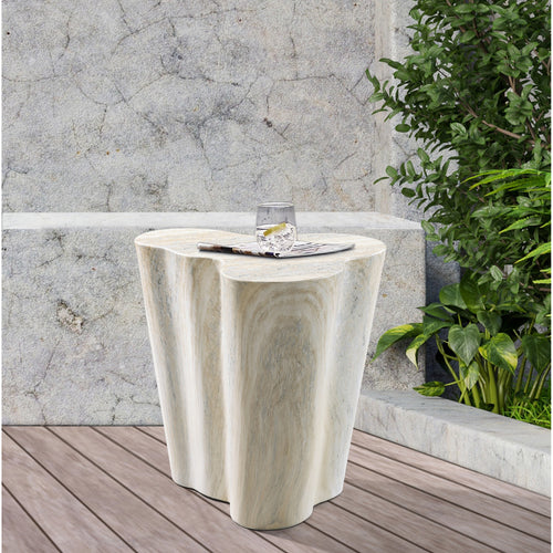 Monza Travertine Finish Concrete Indoor / Outdoor End / Side Table in Natural
