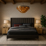 Nadia Velvet Upholstered King Bed in Grey