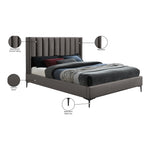 Nadia Velvet Upholstered King Bed in Grey
