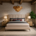 Nadia Velvet Upholstered King Bed in Pink